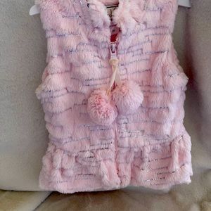 12M widgeon pink faux fur girls vest.